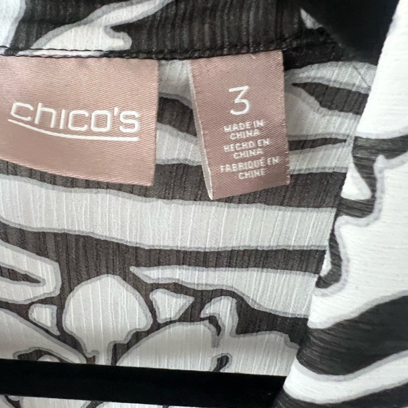 Chico's Black and White Button Down Shirt - Picture 3 of 6